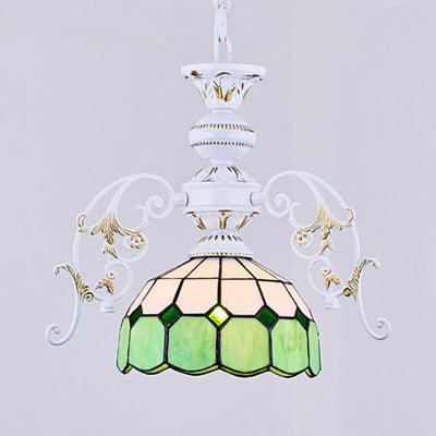 1 Light Semi Globe Ceiling Light Tiffany Stained Glass Pendant - Rebooters