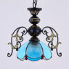 Vintage Tiffany Petal Pendant Lamp Black Finish Clear Blue - Rebooters