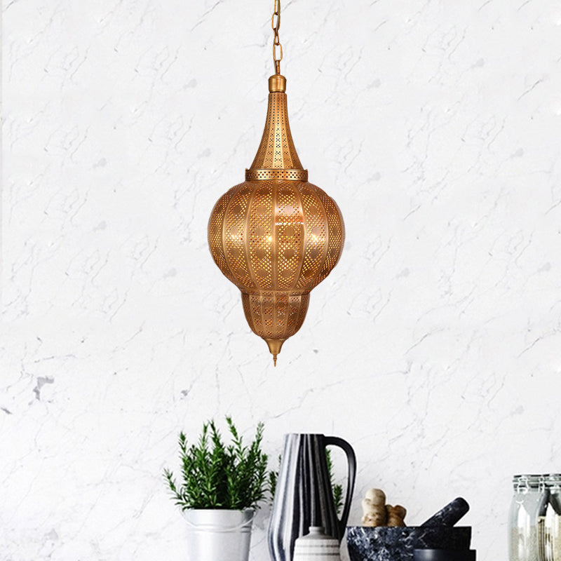 Brass Sphere Pendant Chandelier Arabian Metal 7 Lights Ceiling Light - Rebooters