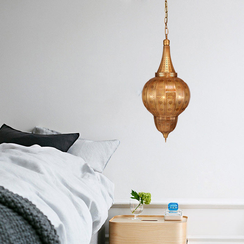 Brass Sphere Pendant Chandelier Arabian Metal 7 Lights Ceiling Light - Rebooters