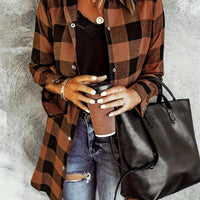 Plaid Button-Up Shirt Long Sleeves for Women - Cozy Style Rebooters Womens Shirts