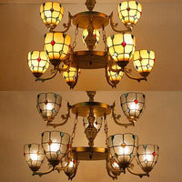 Beaded Chandelier Lighting 2 Tiers Vintage Ceiling Pendant Light - Rebooters