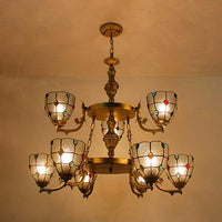 Beaded Chandelier Lighting 2 Tiers Vintage Ceiling Pendant Light - Rebooters