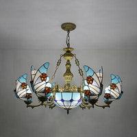 7/9 Lights Nautical Lodge Chandelier with Blue Glass Fixture - Rebooters