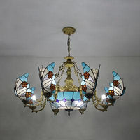 7/9 Lights Nautical Lodge Chandelier with Blue Glass Fixture - Rebooters