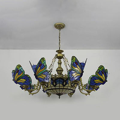 White Clear Beige Dome Chandelier Lamp with Butterfly Glass - Rebooters