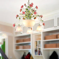 5-Head Ceiling Chandelier Countryside Flower Milk Glass Lamp - Rebooters