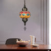 1 Head Cut Glass Ceiling Pendant Light Traditional Beige Yellow Blue Oval Dining Room Fixture | Rebooters - Rebooters