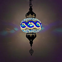 1 Head Cut Glass Ceiling Pendant Light Traditional Beige Yellow Blue Oval Dining Room Fixture | Rebooters - Rebooters