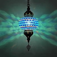 1 Head Cut Glass Ceiling Pendant Light Traditional Beige Yellow Blue Oval Dining Room Fixture | Rebooters - Rebooters