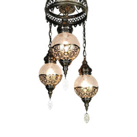 3 Heads Chandelier Lighting Traditional Globe Crackle Glass - Rebooters