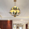 Floral Living Room Chandelier Lighting Countryside Metal 15-Bulb Brass LED Pendant - Rebooters
