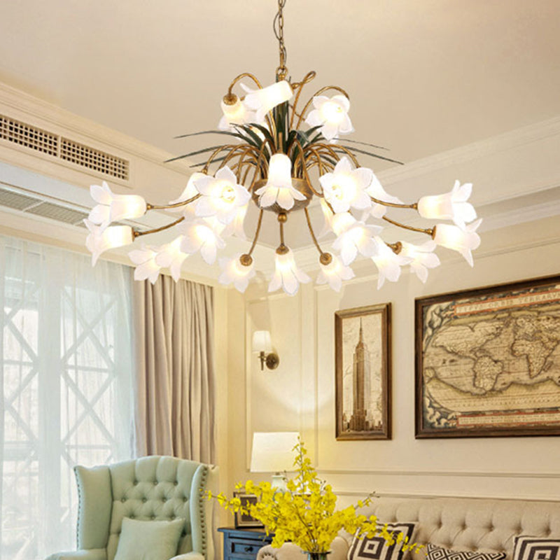 Metal Tulip Lily Chandelier Light Fixture 25 Lights Brass - Rebooters