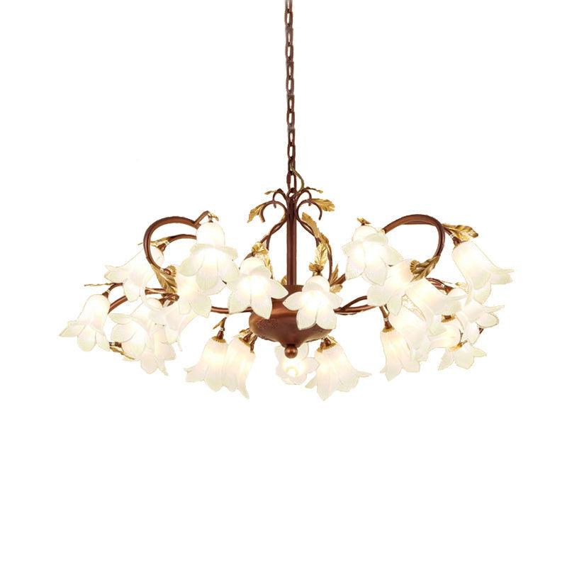 Tulip Lily Metal Chandelier Light 25 Bulbs Brass Pendant - Rebooters