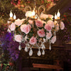 6 Bulbs Chandelier Light Industrial Candlestick Metal LED Flower Suspension Lamp in Gold - Rebooters