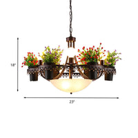 9 Lights Bare Bulb Chandelier Industrial Black Metal LED Flower Pendant Light - Rebooters