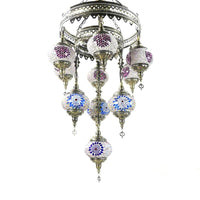 10 Heads Oval Hanging Light Fixture Multicolored Stained Glass Chandelier Lamp - Rebooters