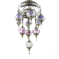 10 Heads Oval Hanging Light Fixture Multicolored Stained Glass Chandelier Lamp - Rebooters