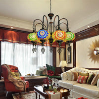 9 Heads Oval Ceiling Pendant Light Vintage Yellow Green Chandelier - Rebooters