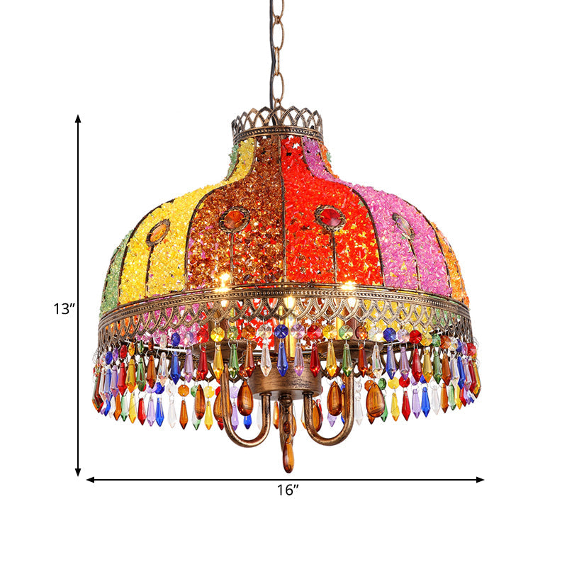Bohemian Bowl Chandelier Lighting Fixture 3 Heads Metal Ceiling Pendant Light - Rebooters