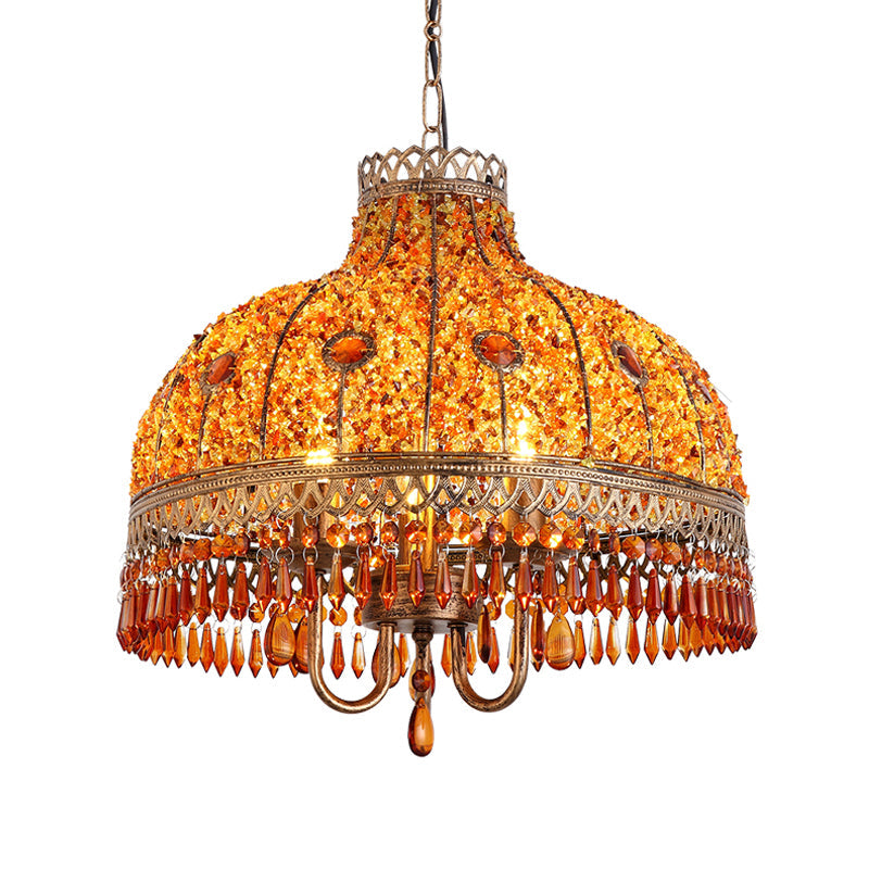 Bohemian Bowl Chandelier Lighting Fixture 3 Heads Metal Ceiling Pendant Light - Rebooters