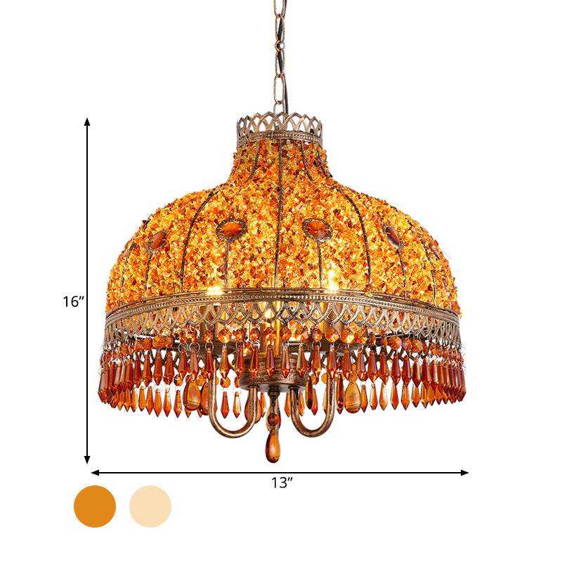 Bohemian Bowl Chandelier Lighting Fixture 3 Heads Metal Ceiling Pendant Light - Rebooters