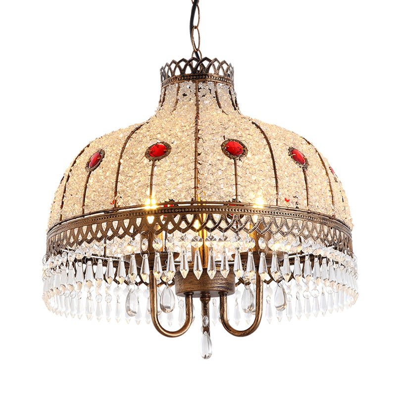 Bohemian Bowl Chandelier Lighting Fixture 3 Heads Metal Ceiling Pendant Light - Rebooters