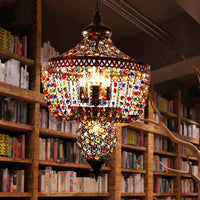 4 Bulbs Metal Chandelier Pendant Light Bohemian Bronze Lantern - Rebooters