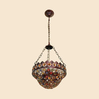 10"/13" Wide Metal Copper Chandelier Bowl 3 Bulbs Pendant - Rebooters