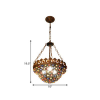 10"/13" Wide Metal Copper Chandelier Bowl 3 Bulbs Pendant - Rebooters
