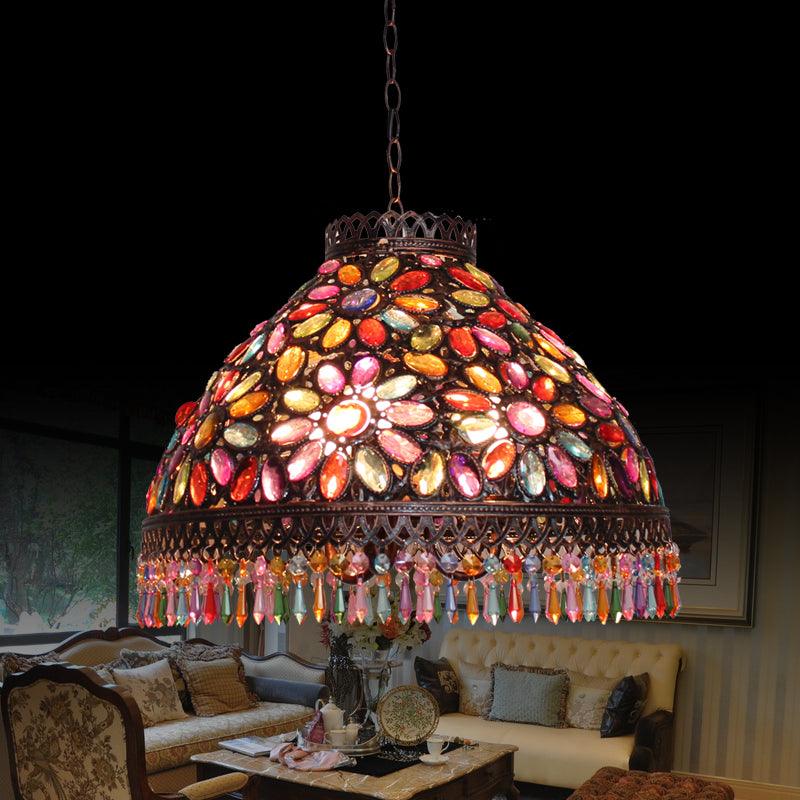 Art Deco Bowl Chandelier Light 3 Bulbs Metal Ceiling Lamp - Rebooters