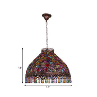 Art Deco Bowl Chandelier Light 3 Bulbs Metal Ceiling Lamp - Rebooters