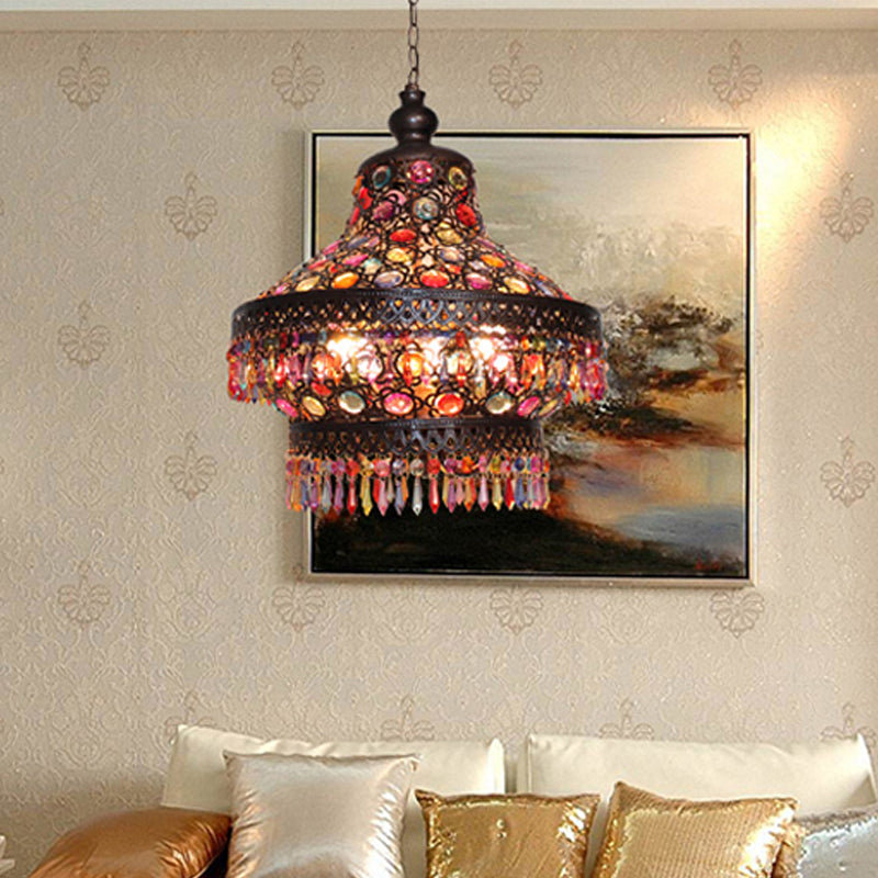 Lantern Living Room Chandelier Lamp Bohemian Metal Pendant - Rebooters
