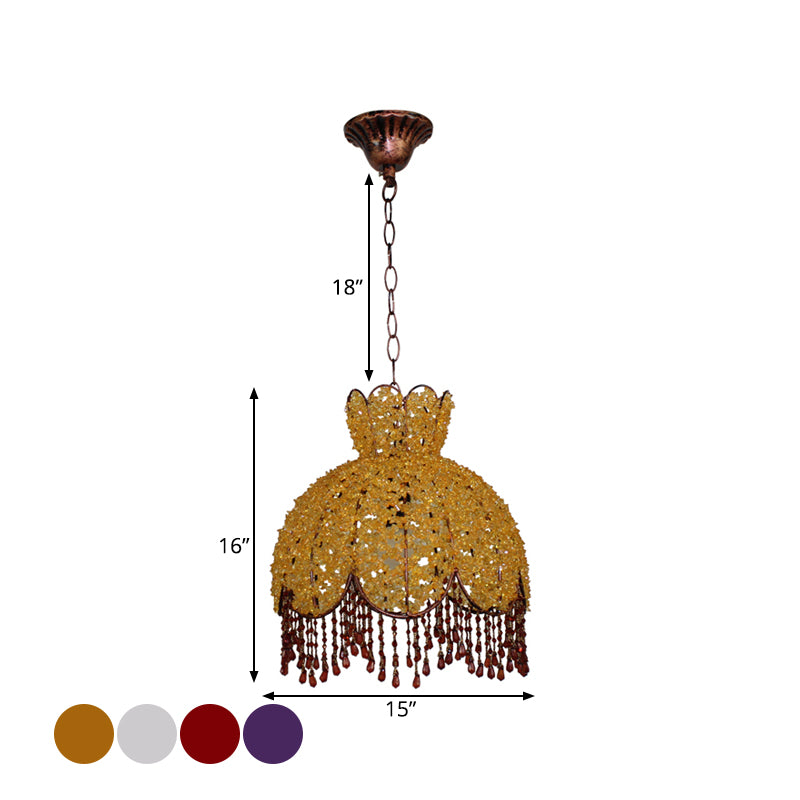 Bohemian Scalloped Pendant Chandelier 3 Heads Metal Light - Rebooters