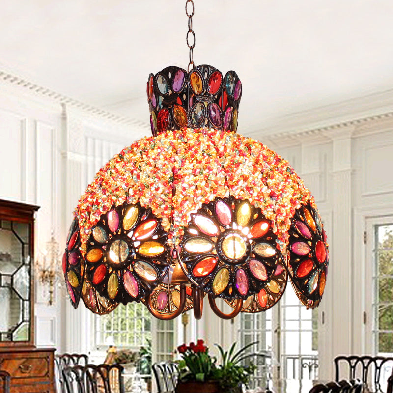 Scalloped Metal Chandelier Lighting Fixture Bohemian Ceiling Light - Rebooters