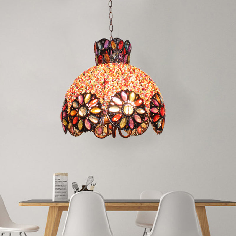 Scalloped Metal Chandelier Lighting Fixture Bohemian Ceiling Light - Rebooters