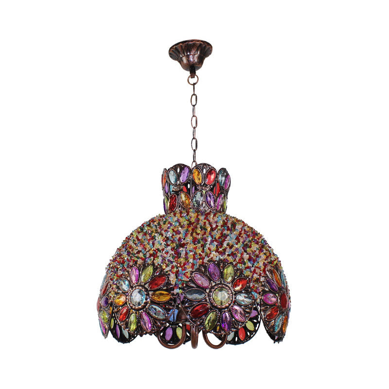 Scalloped Metal Chandelier Lighting Fixture Bohemian Ceiling Light - Rebooters