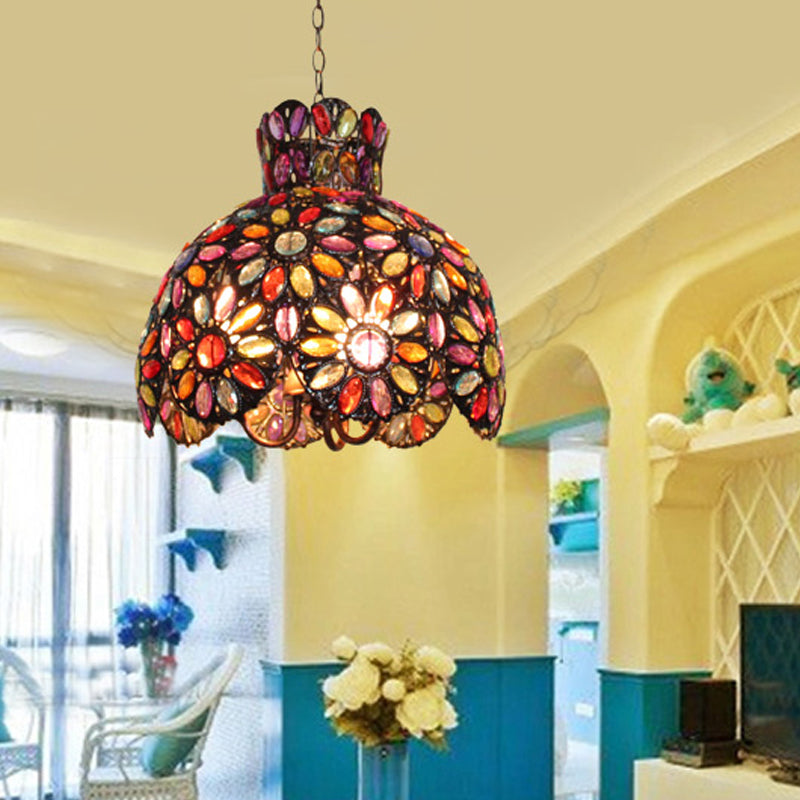 Scalloped Metal Chandelier Lighting Fixture Bohemian Ceiling Light - Rebooters