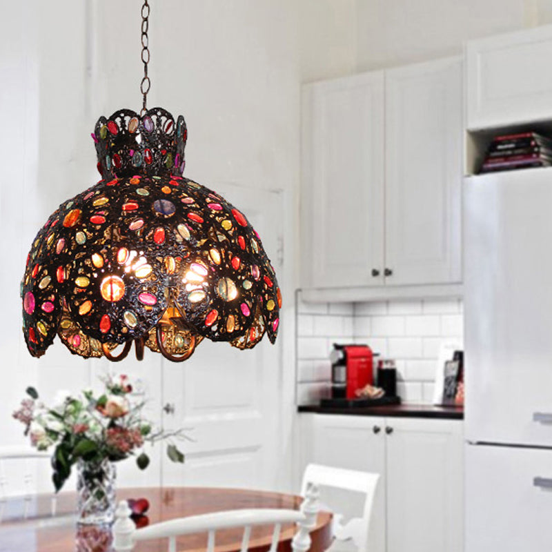 Scalloped Metal Chandelier Lighting Fixture Bohemian Ceiling Light - Rebooters