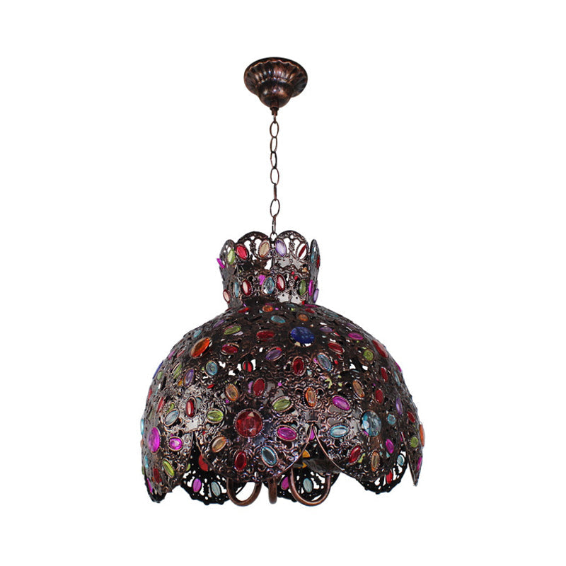 Scalloped Metal Chandelier Lighting Fixture Bohemian Ceiling Light - Rebooters