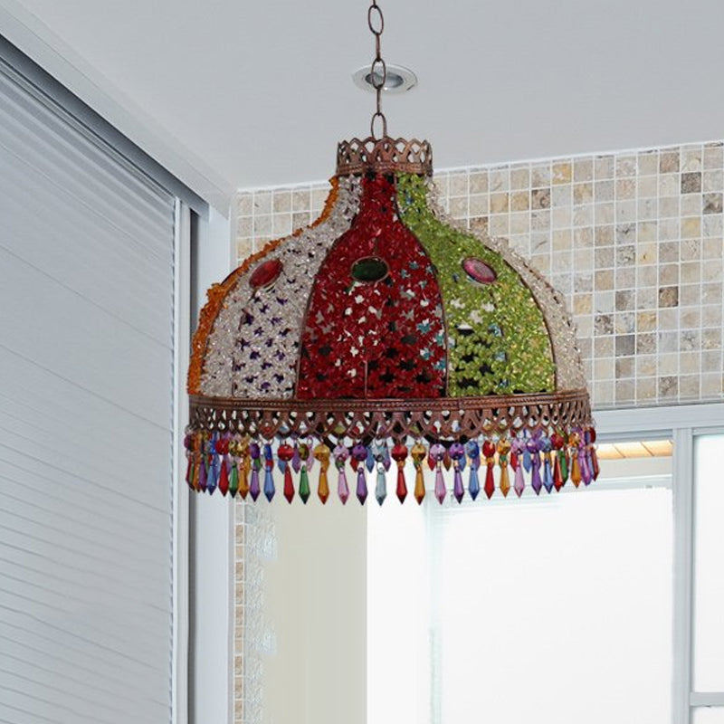 Decorative Bowl Pendant Chandelier 3/6 Bulbs Metal Down Lighting - Rebooters