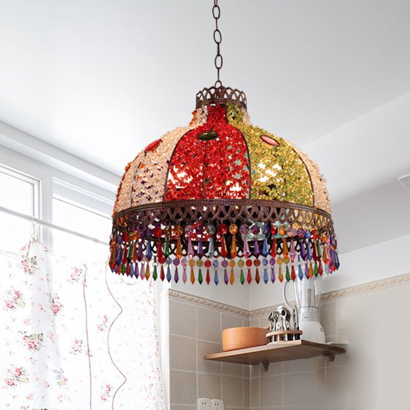 Decorative Bowl Pendant Chandelier 3/6 Bulbs Metal Down Lighting - Rebooters