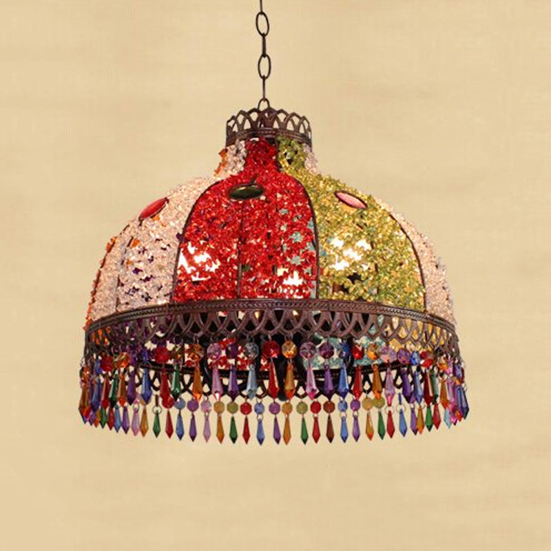 Decorative Bowl Pendant Chandelier 3/6 Bulbs Metal Down Lighting - Rebooters