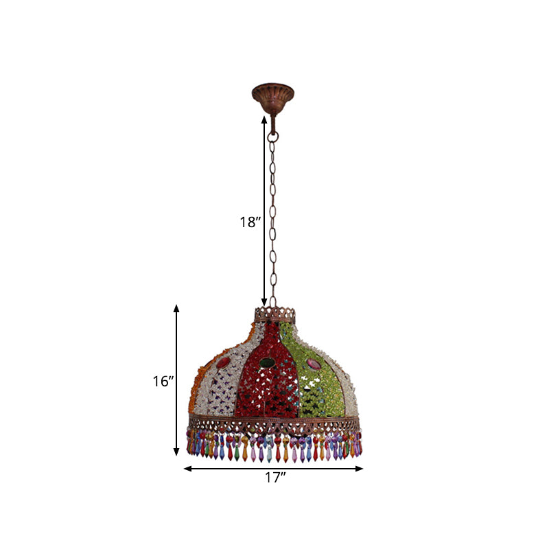 Decorative Bowl Pendant Chandelier 3/6 Bulbs Metal Down Lighting - Rebooters