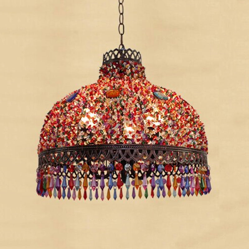 Decorative Bowl Pendant Chandelier 3/6 Bulbs Metal Down Lighting - Rebooters