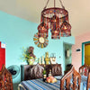Copper Circular Chandelier Pendant Light Bohemian Metal 4 Heads - Rebooters