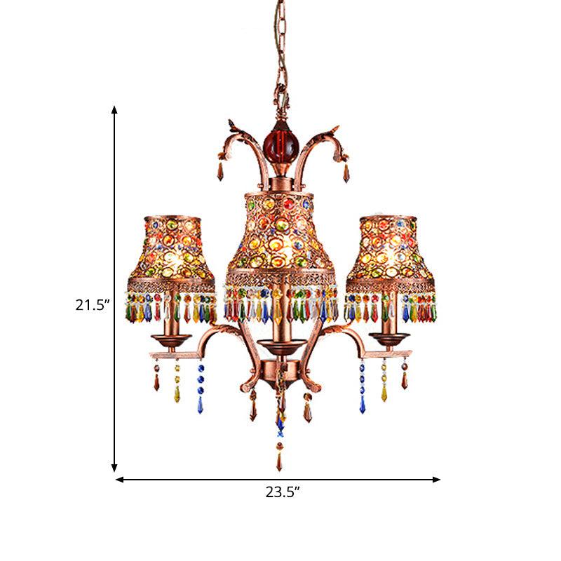 Metal Copper Chandelier Light Fixture Bell 3/5/8 Bulbs Living Room - Rebooters