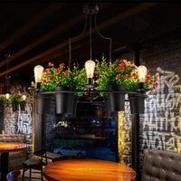 6 Lights 1/2 Tiers Chandelier Industrial Black White Metal LED Pendant Light - Rebooters