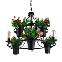 6 Lights 1/2 Tiers Chandelier Industrial Black White Metal LED Pendant Light - Rebooters