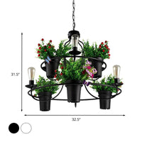 6 Lights 1/2 Tiers Chandelier Industrial Black White Metal LED Pendant Light - Rebooters